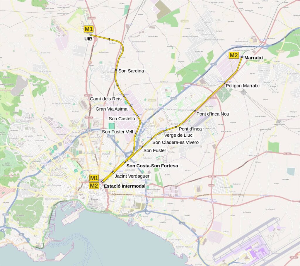 Palma airport metro map